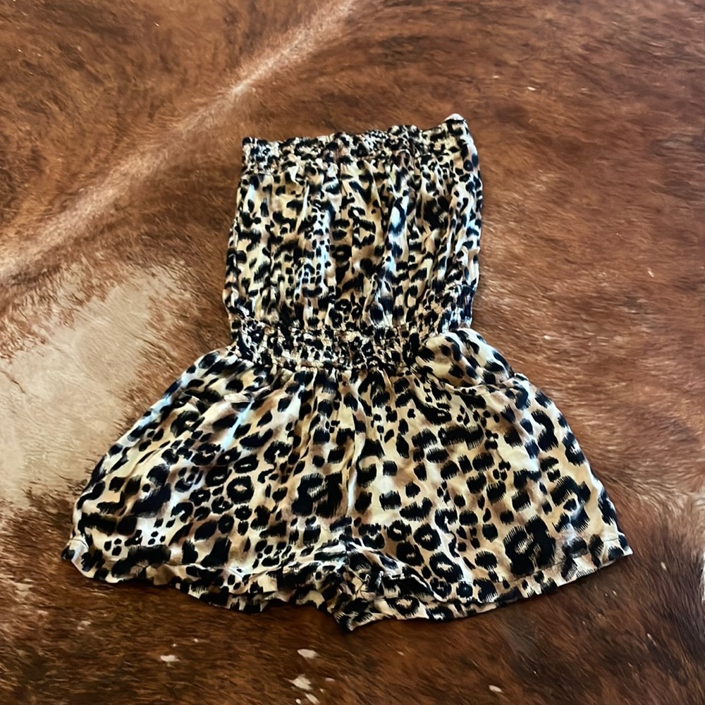 Gold Drama - cheetah short romper w/ front & back pockets - adult medium